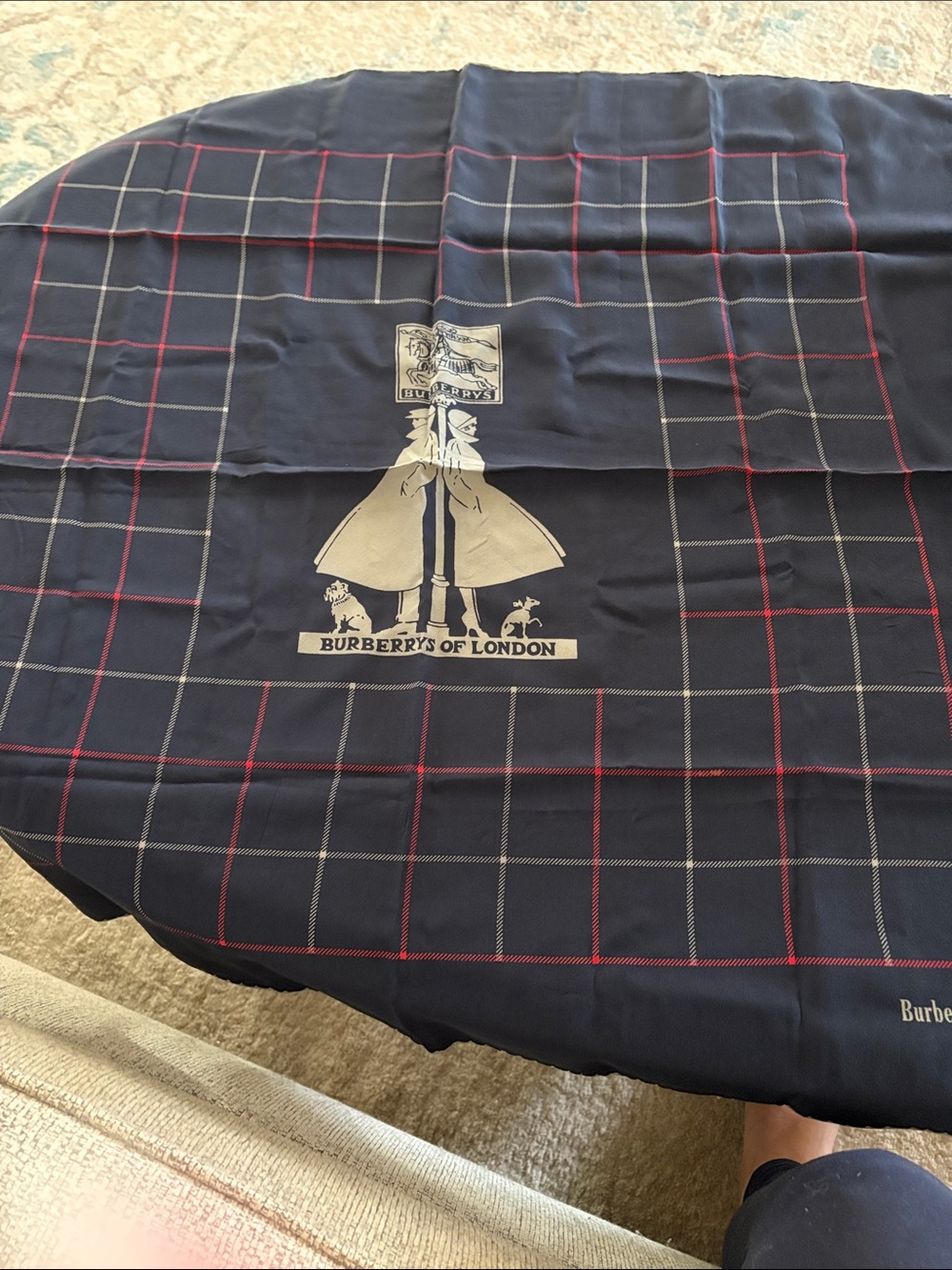 Vintage Burberry’s Navy Plaid Satchel with Burberry’s Scarf Accent-London - Picture 14 of 15
